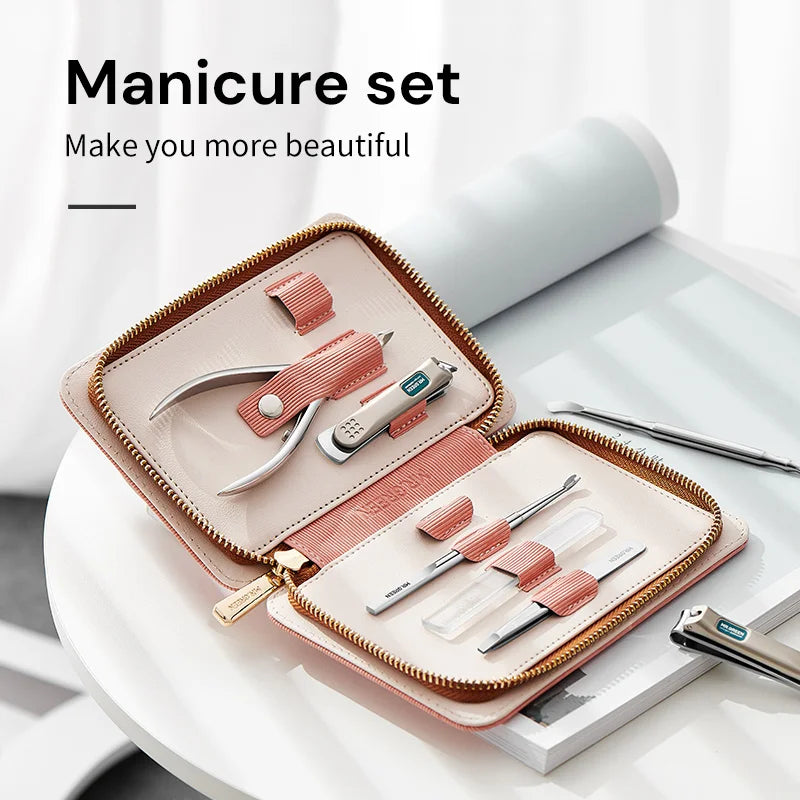 MR Green Manicure Set Pedicure Set Nail Clippers Tools Stainless Steel Professional Nail Scissors Cutter Travel Case Kit 7 in 1