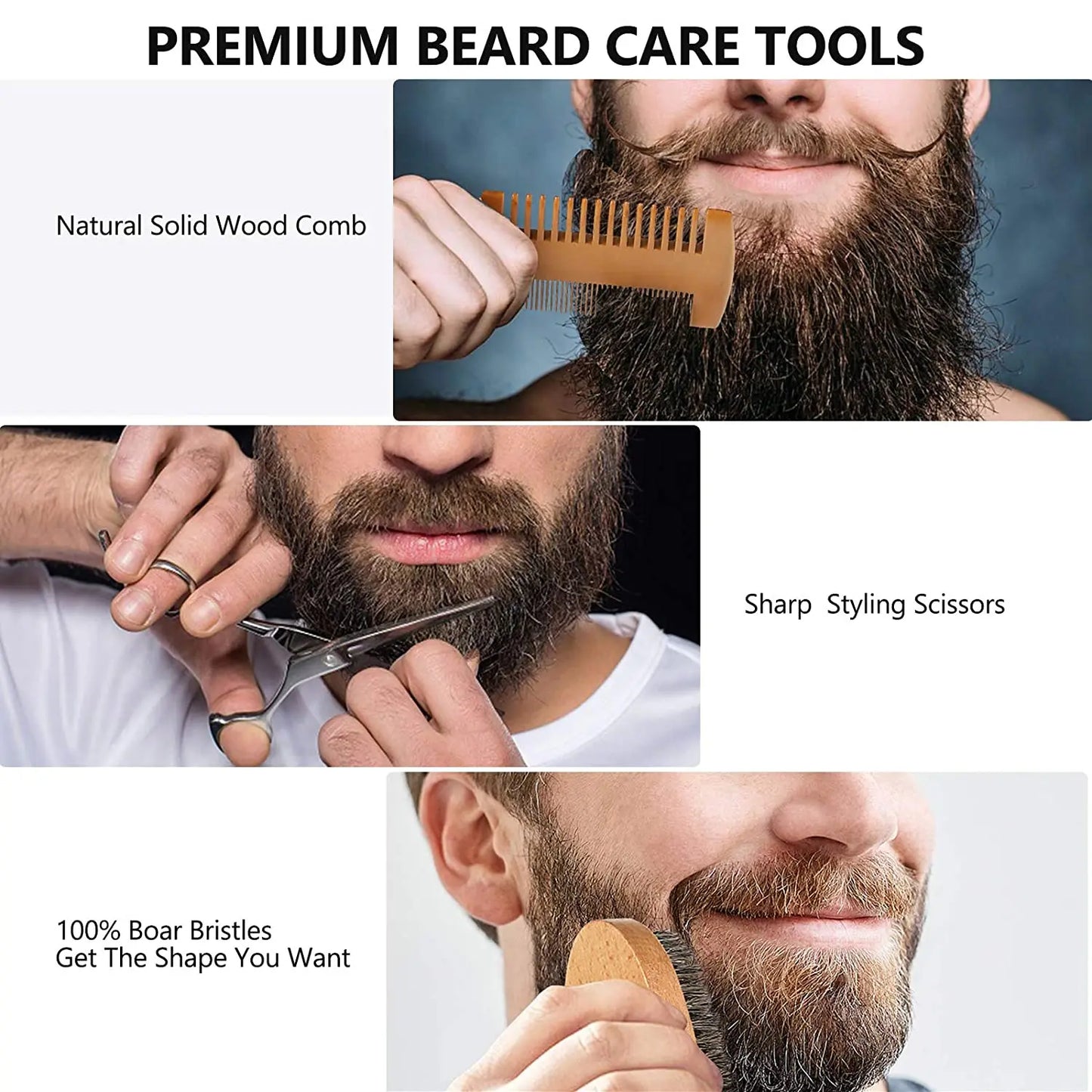 Pretfy Beard Grooming Kit 10 in 1 Beard Growth Kit with Beard Oil Balm Conditioner Shampoo and Roller