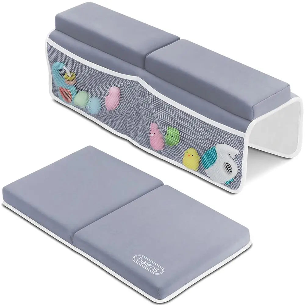 Thick Baby Bath Kneeler and Elbow Rest Pad Quick Dry Neoprene Non Slip Cushion Mat Storage Pockets Stress Free Bathing