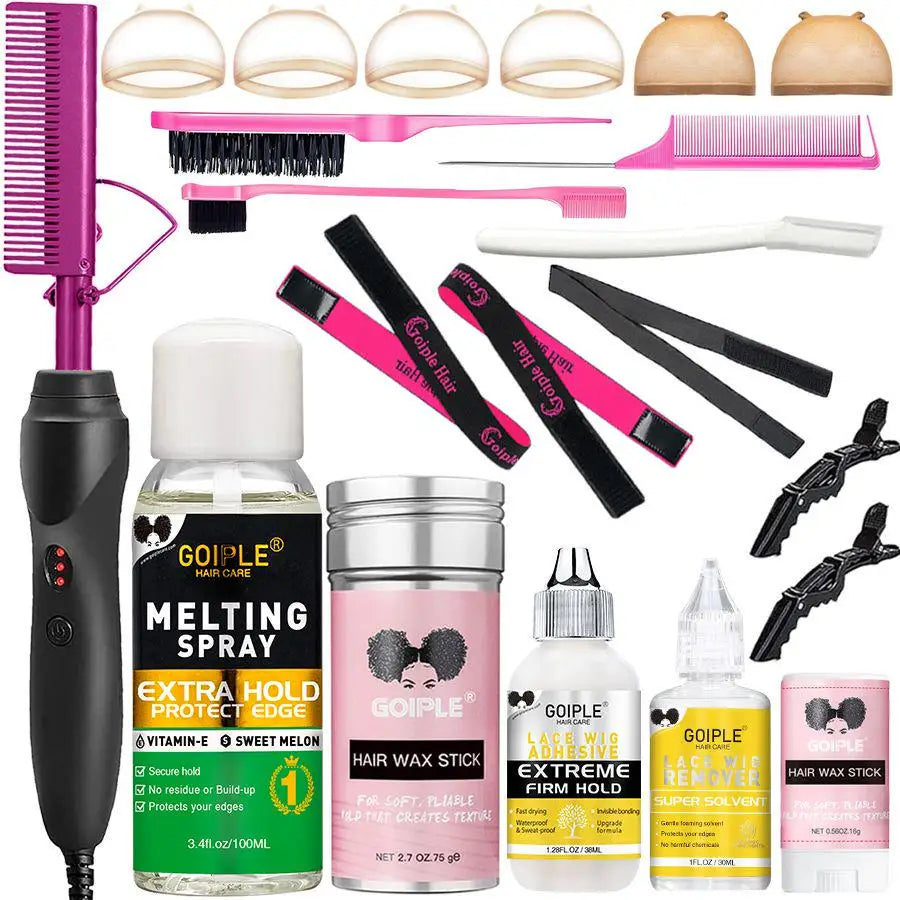 GOIPLE Electrical Heat Hair Straightener Hot Pressing Brush Styling Tool for Lace Front Wigs and Hair Wax Stick Melting Spray