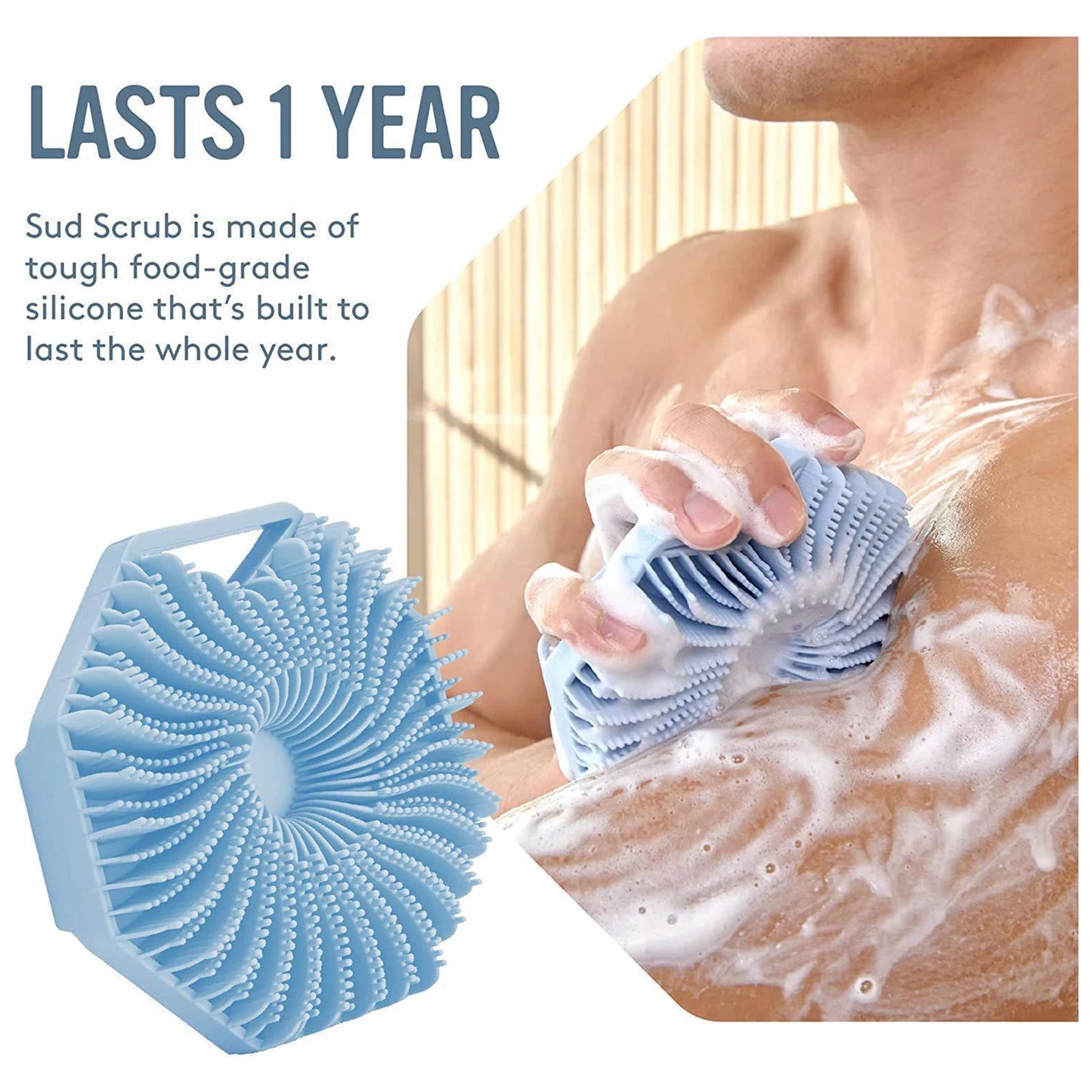 Polygon Silicone Body Scrubber Bath Brush With Ergonomic Handle Portable Shower Massage Cleaning Brush