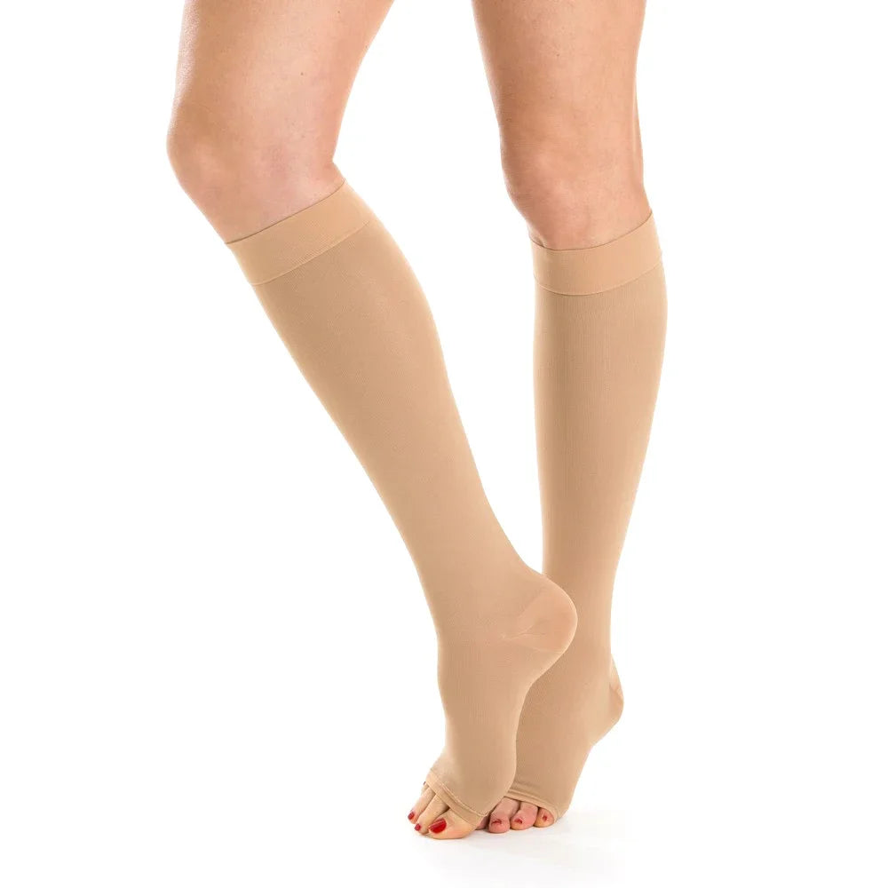 Men's Medical Knee High Open Toe Compression Stockings 20-30 mmHg Support Socks for Varicose Veins Edema and Travel