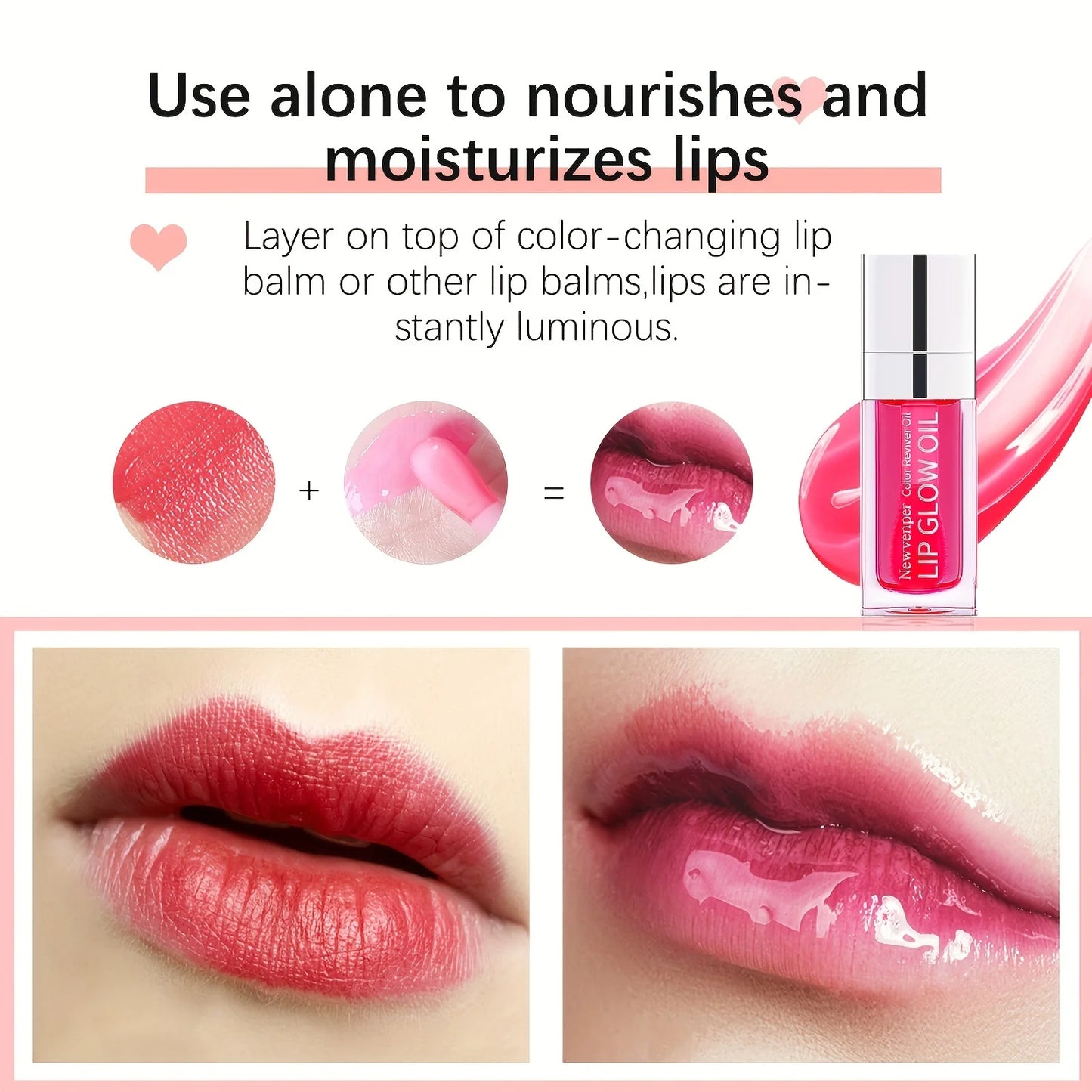 Hydrating Lip Glow Oil Long Lasting Plumping Lip Gloss Transparent Toot Lip Balm Moisturizing Lip Oil for Lip Care and Dry Lips