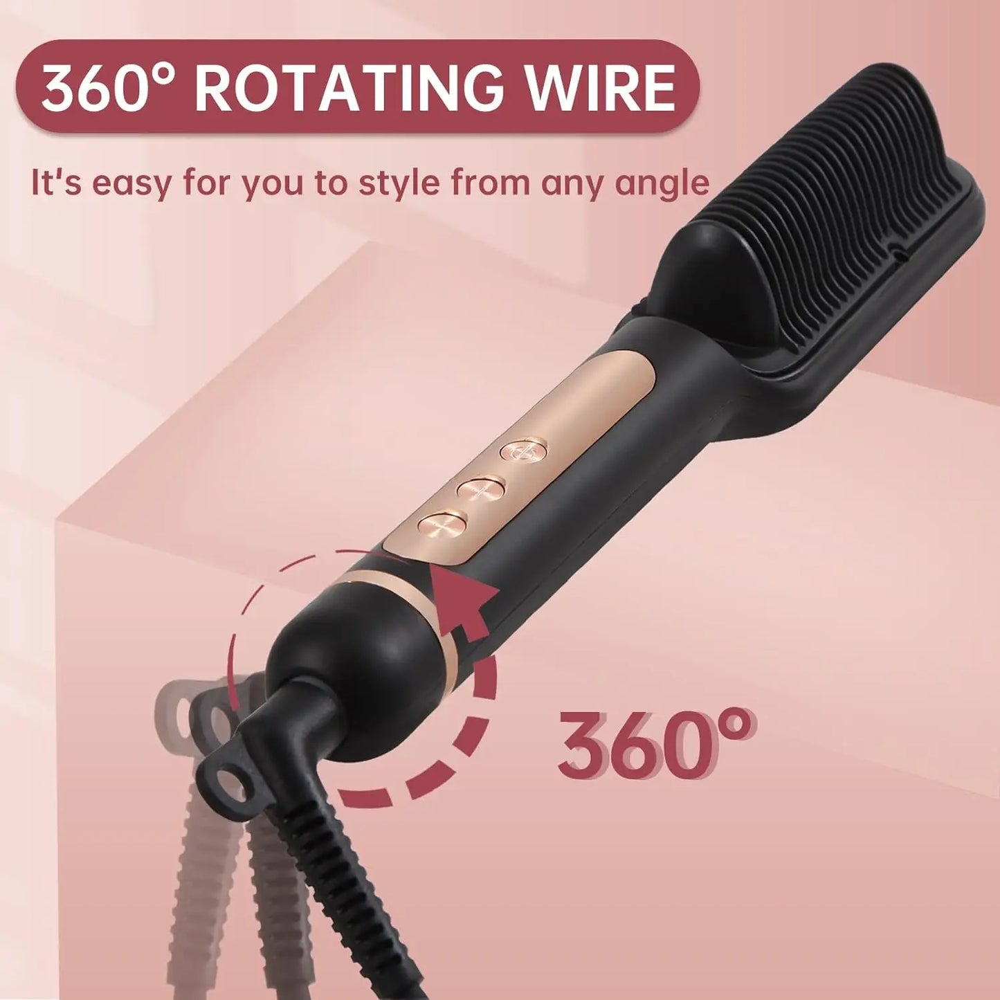 AP02 Negative Ionic Hair Straightener Brush Fast Heating Anti-Scald Auto Shut Off Hair Brush Straightener for Women