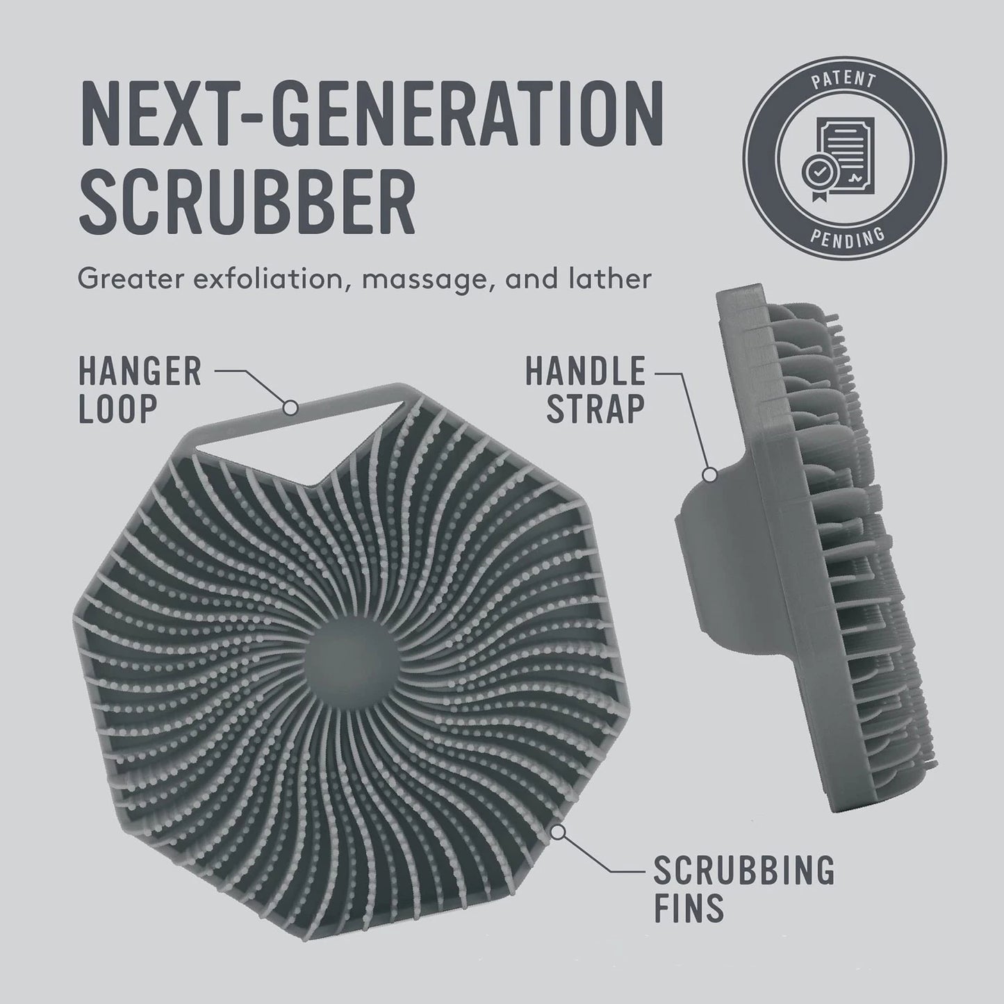 Polygon Silicone Body Scrubber Bath Brush With Ergonomic Handle Portable Shower Massage Cleaning Brush