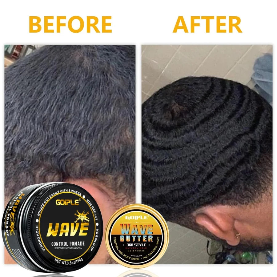 GOIPLE Natural Wavy Frizz Control Gel Strong Hold Wave Pomade for Black Men 100g