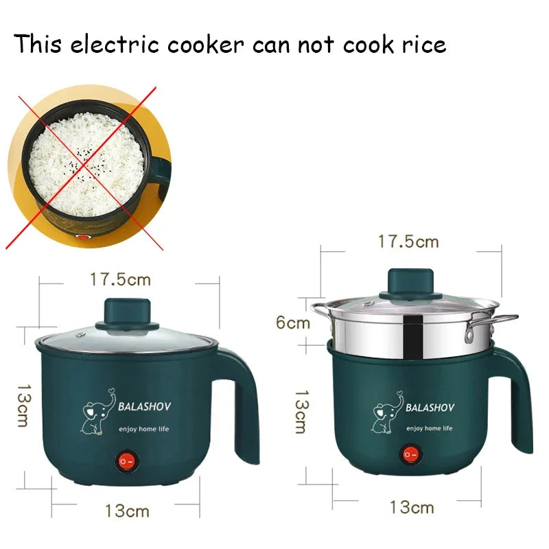 Mini Electric Cooker Non Stick Hot Pot Steamer Multifunctional Cooking Appliance for 1-2 People