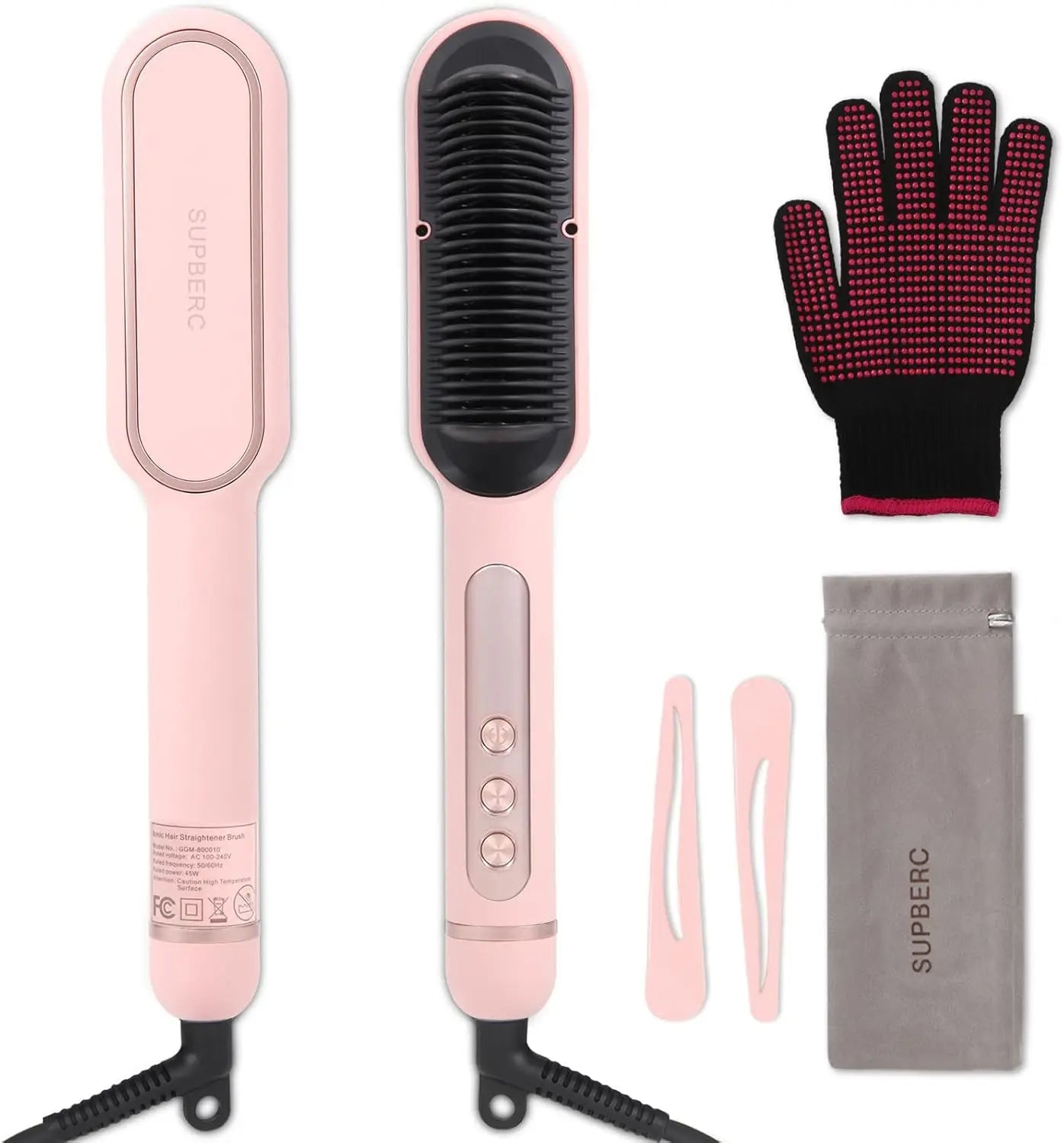 AP02 Negative Ionic Hair Straightener Brush Fast Heating Anti-Scald Auto Shut Off Hair Brush Straightener for Women