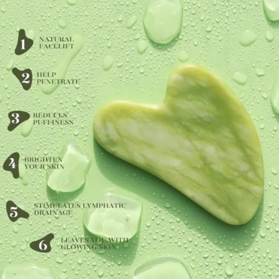 IcyMe Gua Sha Jade Roller Facial Tools Face Roller and Gua Sha Set for Puffiness and Redness Reducing Skin Care Routine