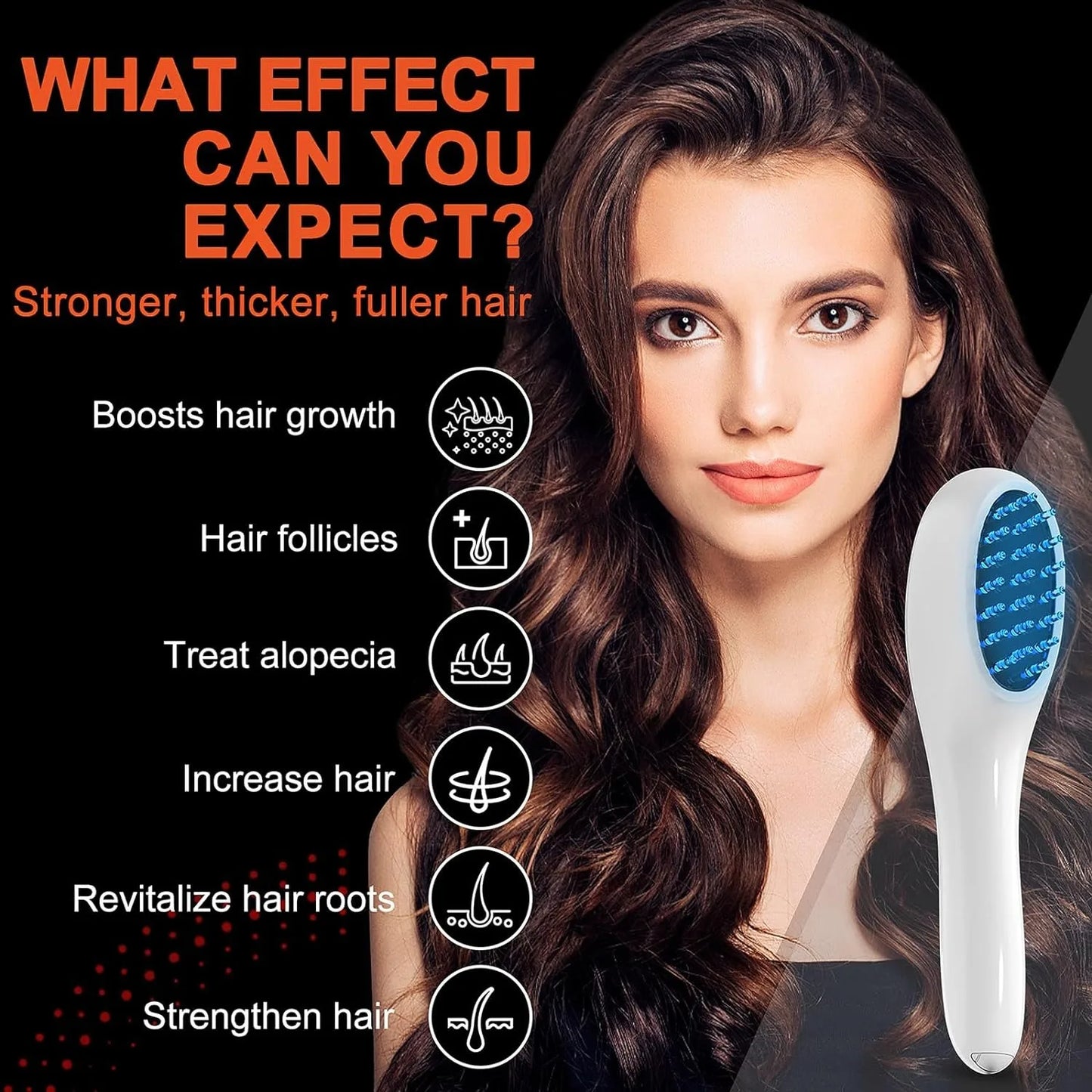 Electric Laser Hair Growth Comb Anti Hair Loss Therapy Infrared 650nm 470nm LED Red Light Vibration Massage Hair Care Brush