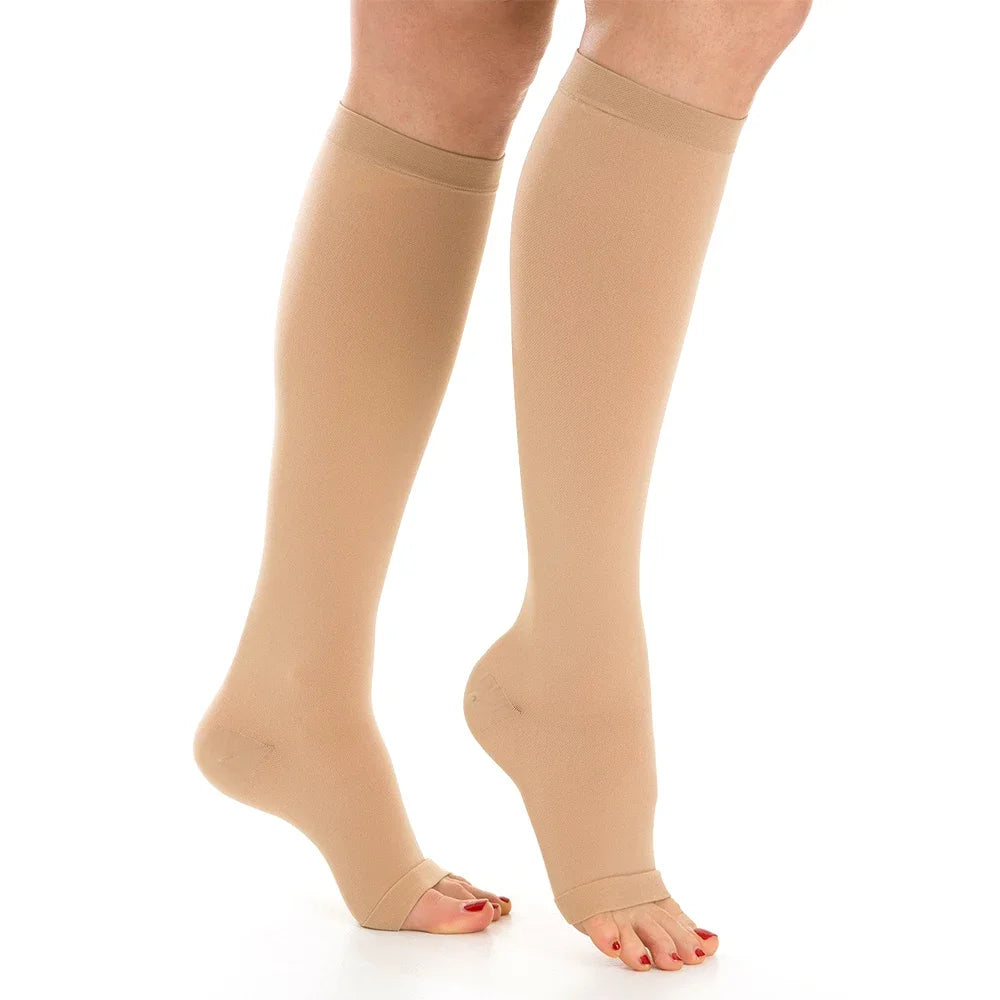 Men's Medical Knee High Open Toe Compression Stockings 20-30 mmHg Support Socks for Varicose Veins Edema and Travel