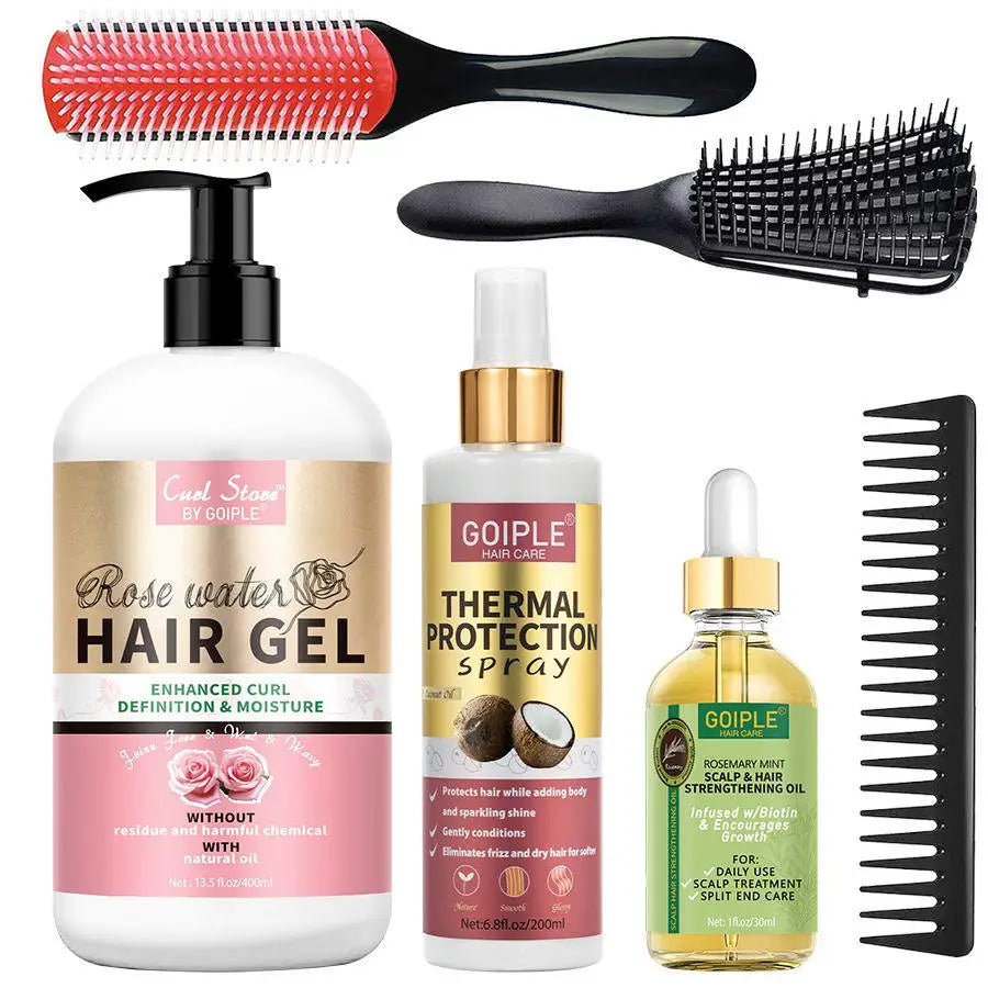 Thermal Protectant Spray Hair Growth Oil Heat Protector Serum Moisturizing Essence Conditioner Spray Detangler Comb Satin Bonnet