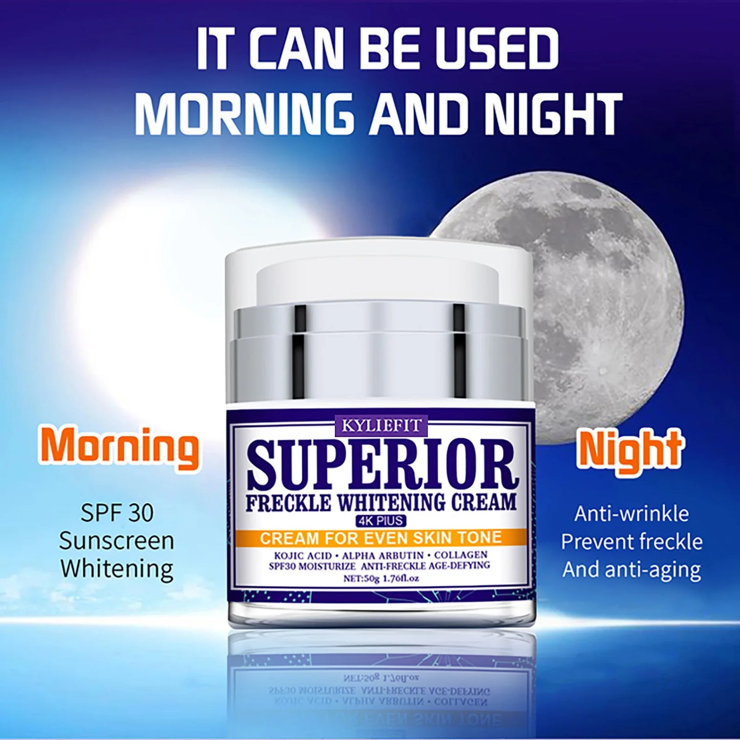 KYLIEFIT Superior Whitening Facial Cream for Freckles and Dark Spot Reduction Melanin Face Cream for All Skin Types