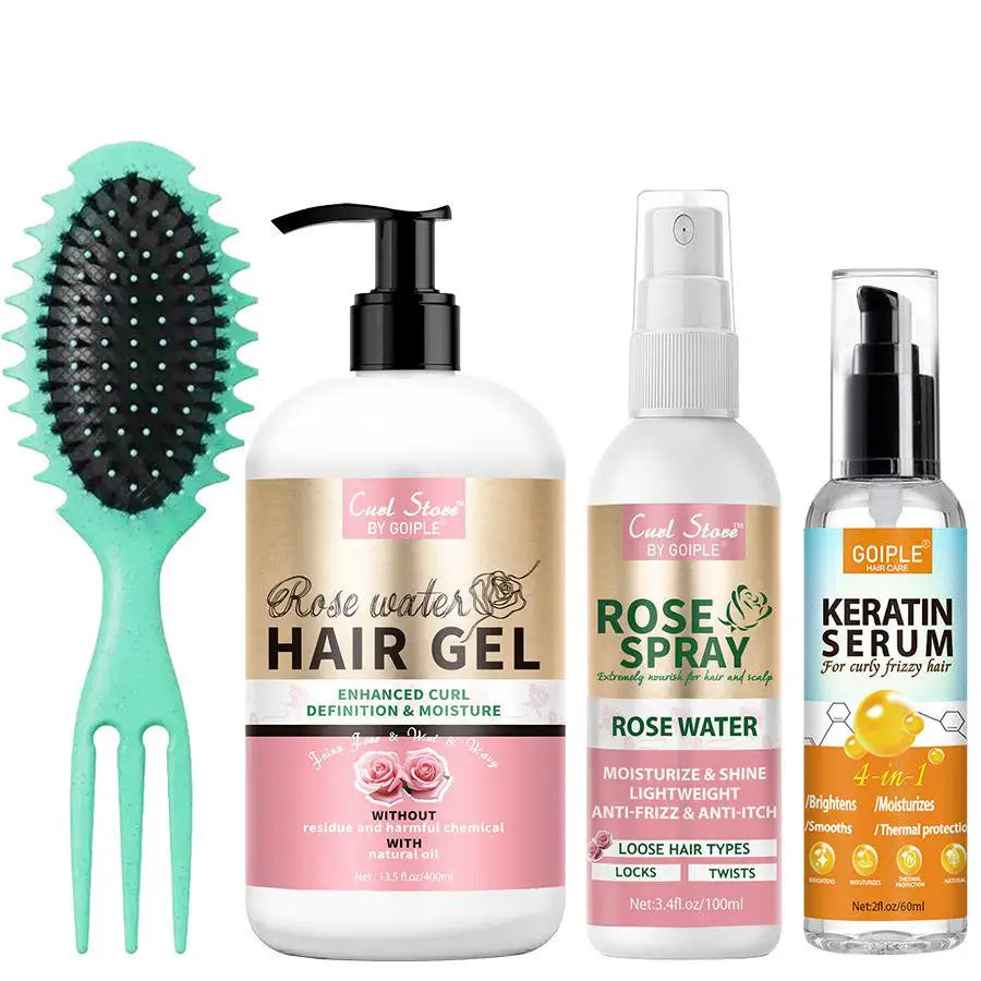 Thermal Protectant Spray Hair Growth Oil Heat Protector Serum Moisturizing Essence Conditioner Spray Detangler Comb Satin Bonnet