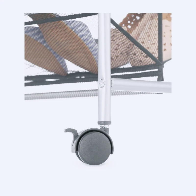 10 Tier 60 Pair Metal and Mesh Rolling Shoe Rack Everyday Home Shoe Storage