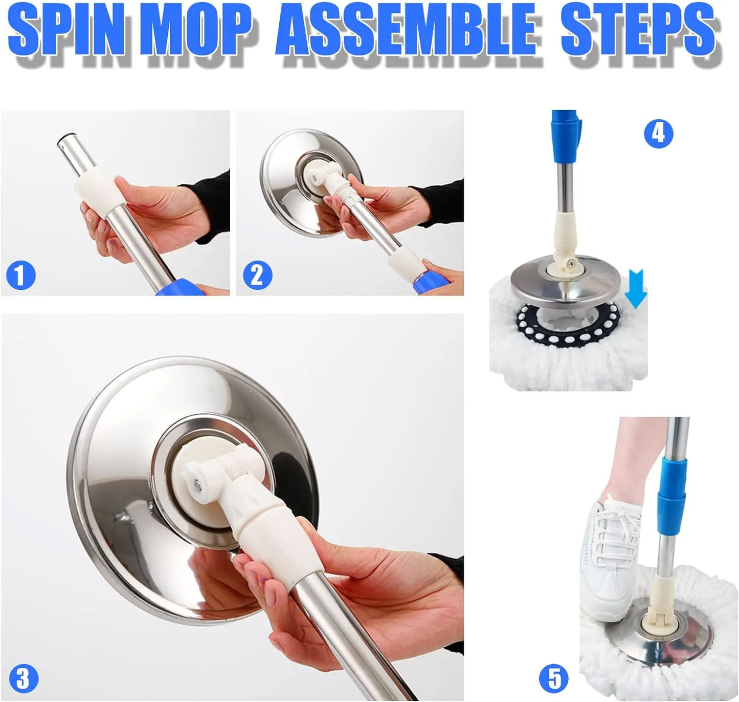 Spin Mop Bucket System with Wringer Set 360 Degree Rotating Extensible Handle Eco Friendly Floor Cleaning Tools