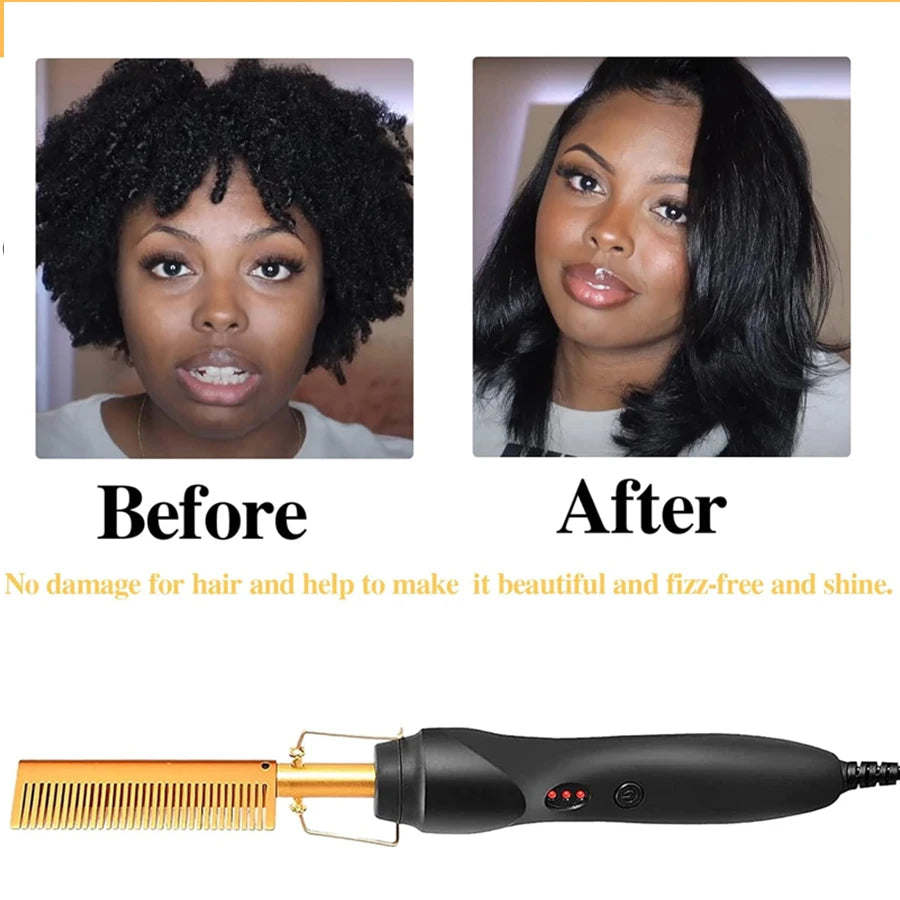 GOIPLE Electrical Heat Hair Straightener Hot Pressing Brush Styling Tool for Lace Front Wigs and Hair Wax Stick Melting Spray