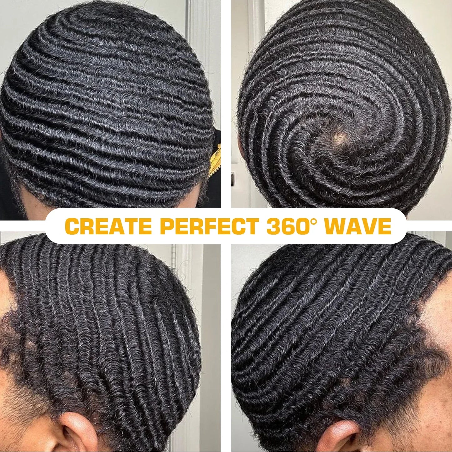 360 Style Wave Control Pomade Strong Hold Deep Waves Layered Gel with Brush Kit Wavy Grease Styling Wax for Black Men