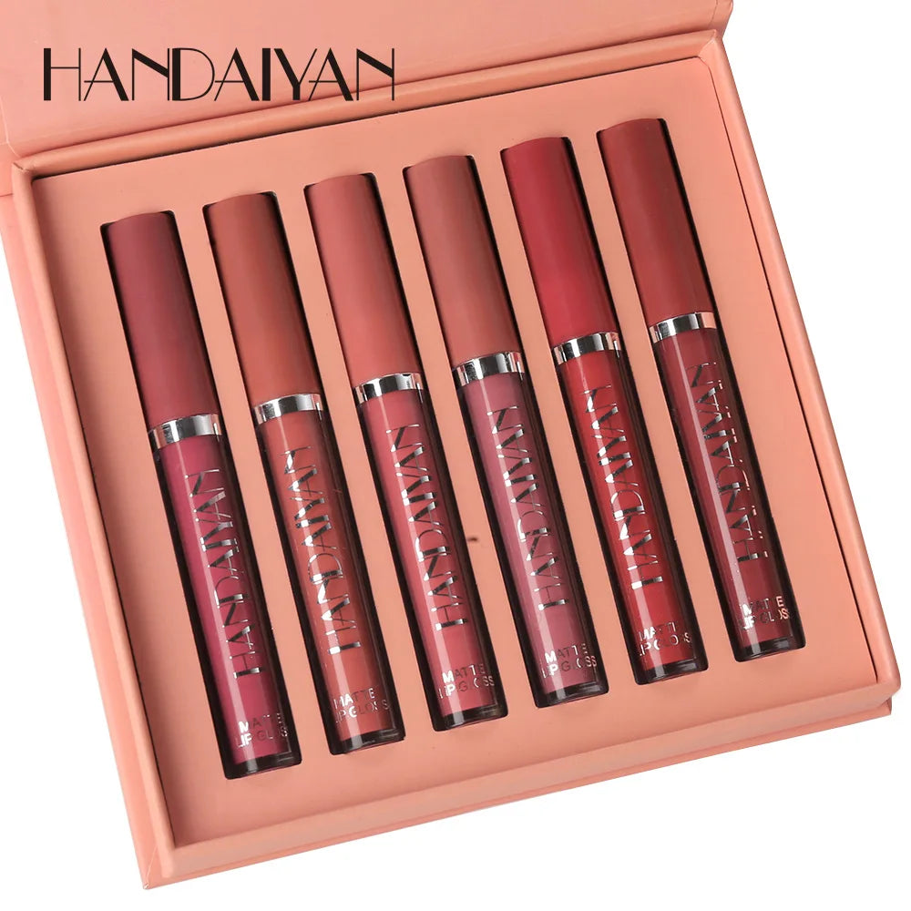 Handaiyan 6 Matte Velvet Non Stick Cup Liquid Lipstick Set Lasting Color Waterproof Sweat Non Stick Cup Lip Gloss Set