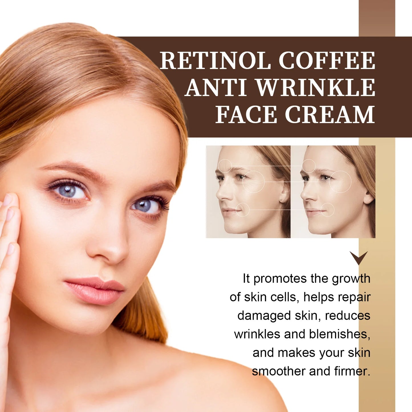 Retinol Caffeine Cream for Fine Lines Firming and Lifting Moisturizer for Brightening Facial Skin Care 50g