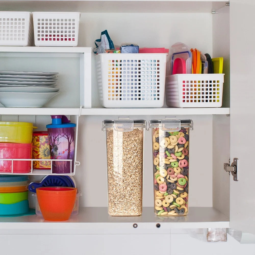 Clear Plastic Cereal Dispenser Airtight Food Storage Containers with Pour Spout Kitchen Pantry Organization 17 Cups
