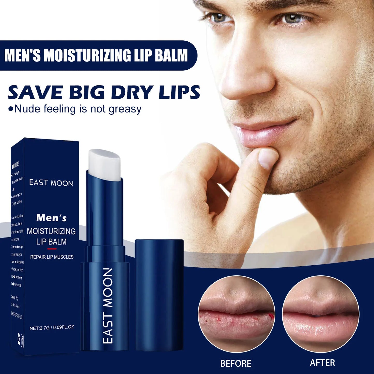 EELHOE Men's Lip Balm Moisturizing Deep Care Prevent Dry Cracking Lasting Hydration for Winter