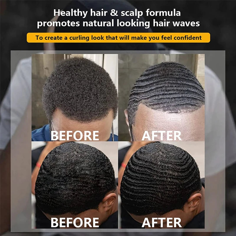 360 Style Wave Control Pomade Strong Hold Deep Waves Layered Gel with Brush Kit Wavy Grease Styling Wax for Black Men