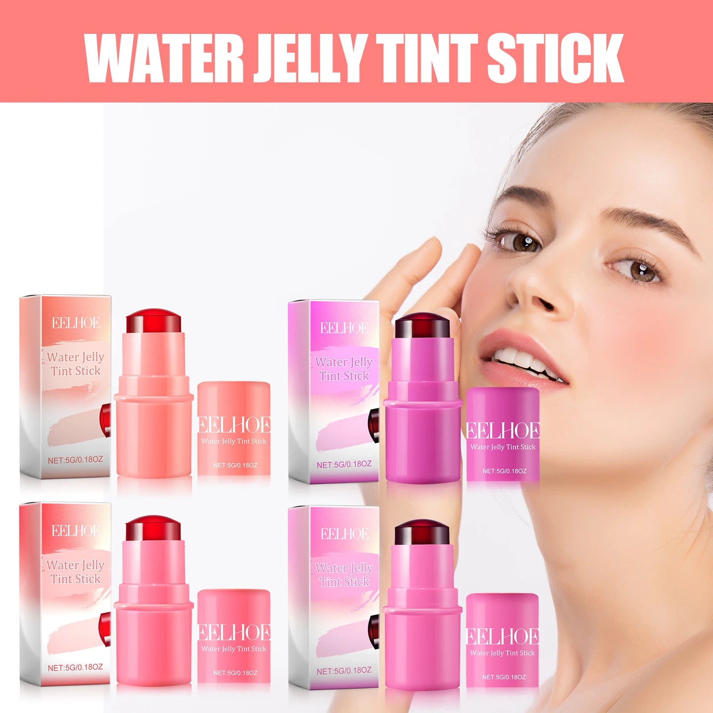 Berry Silky Matte Pearl Stick Blush Cream for Lips and Cheeks with Rotating Flat Tube Makeup Jelly Blush Lip Gloss Stick