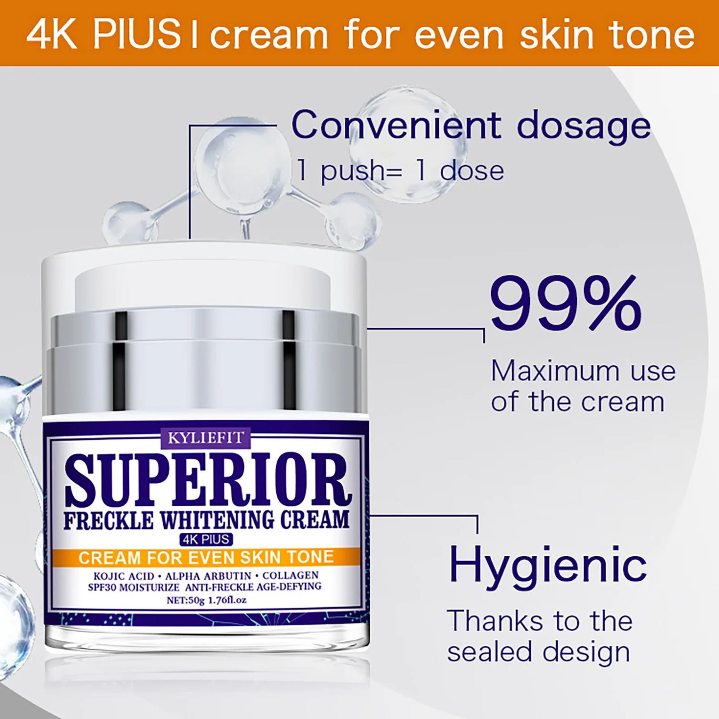 KYLIEFIT Superior Whitening Facial Cream for Freckles and Dark Spot Reduction Melanin Face Cream for All Skin Types