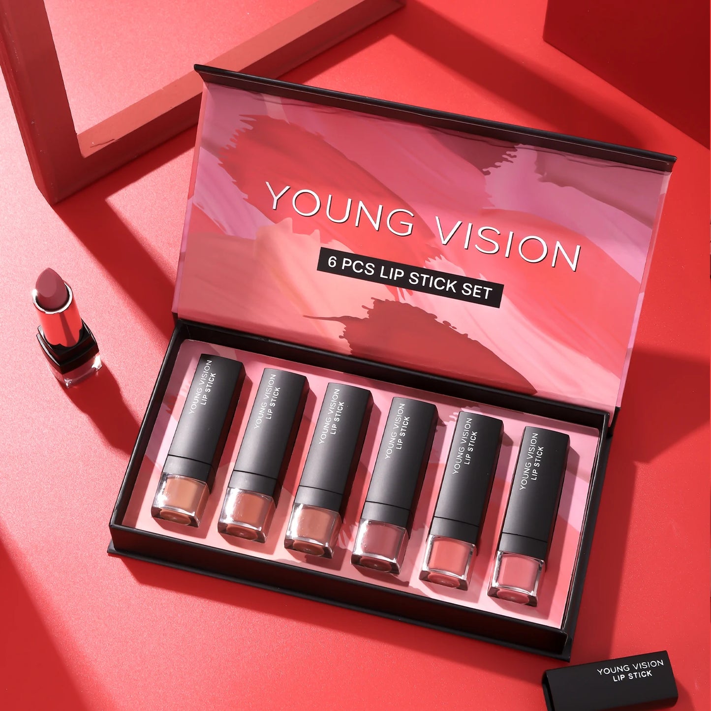 Young Vision 6 Matte Velvet Lipstick Set Waterproof Non Fade Silky Mud Feeling White Thin Translucent Light Lip Glaze Set