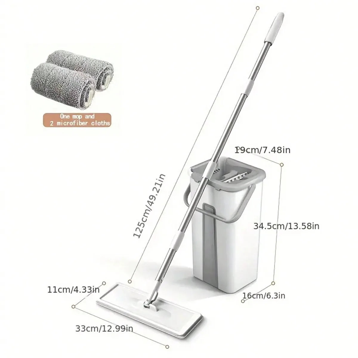 Adjustable Household Cleaning Mop Set with Hands Free Wringer and Three Washable Microfiber Pads