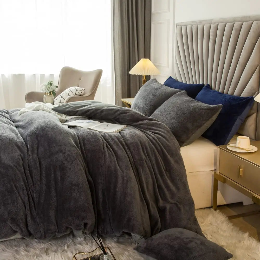 Two Three Piece Velvet Duvet Cover Set Ultra Soft Bedding