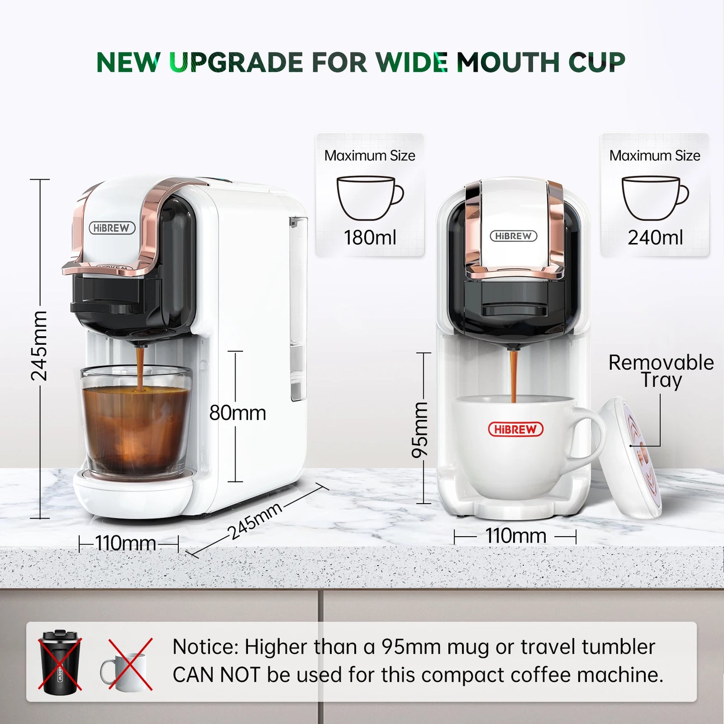 HiBREW Multiple Capsule Coffee Machine Hot Cold Dolce Gusto Milk Nespresso Capsule ESE Pod Ground Coffee Cafeteria 20Bar 5 in 1