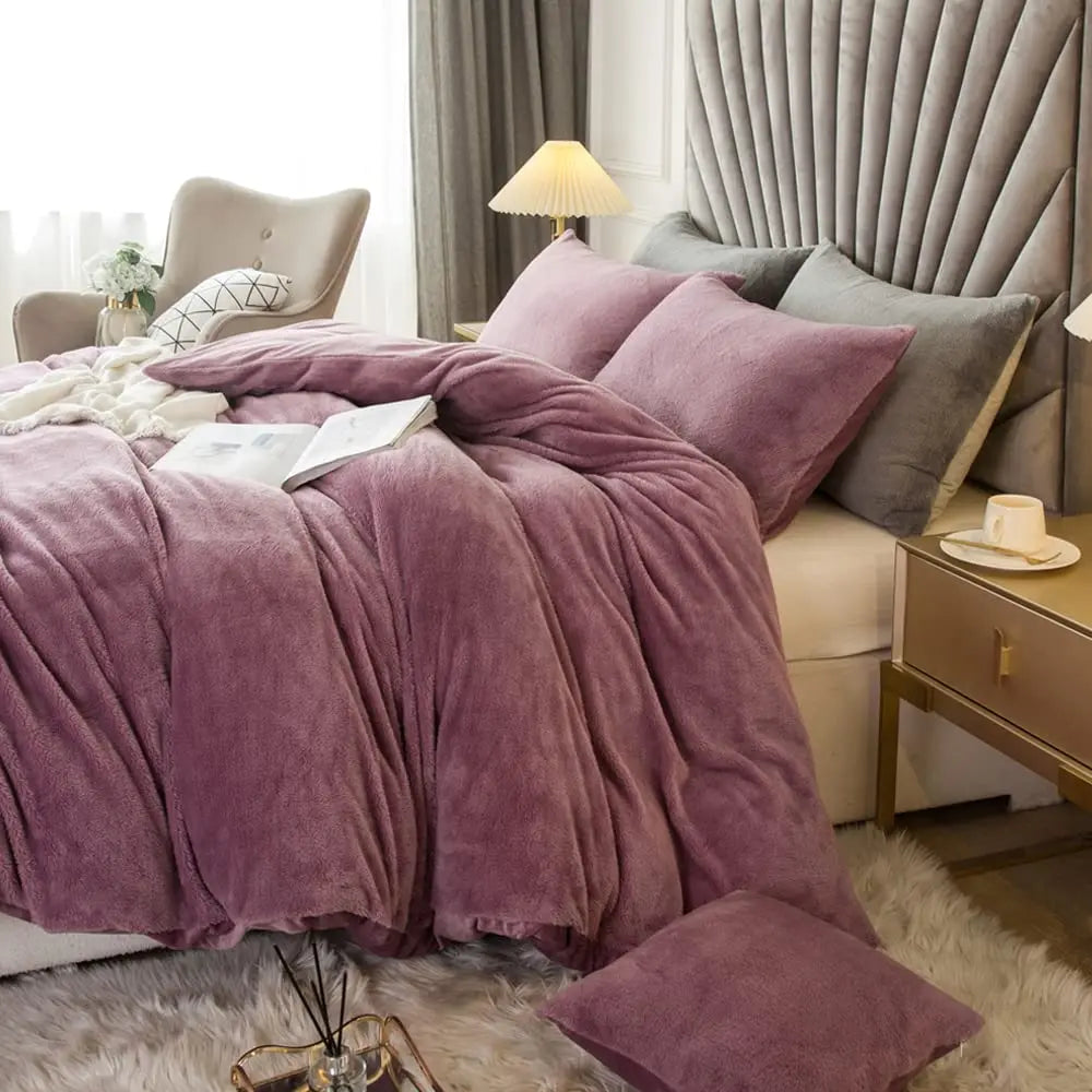 Two Three Piece Velvet Duvet Cover Set Ultra Soft Bedding