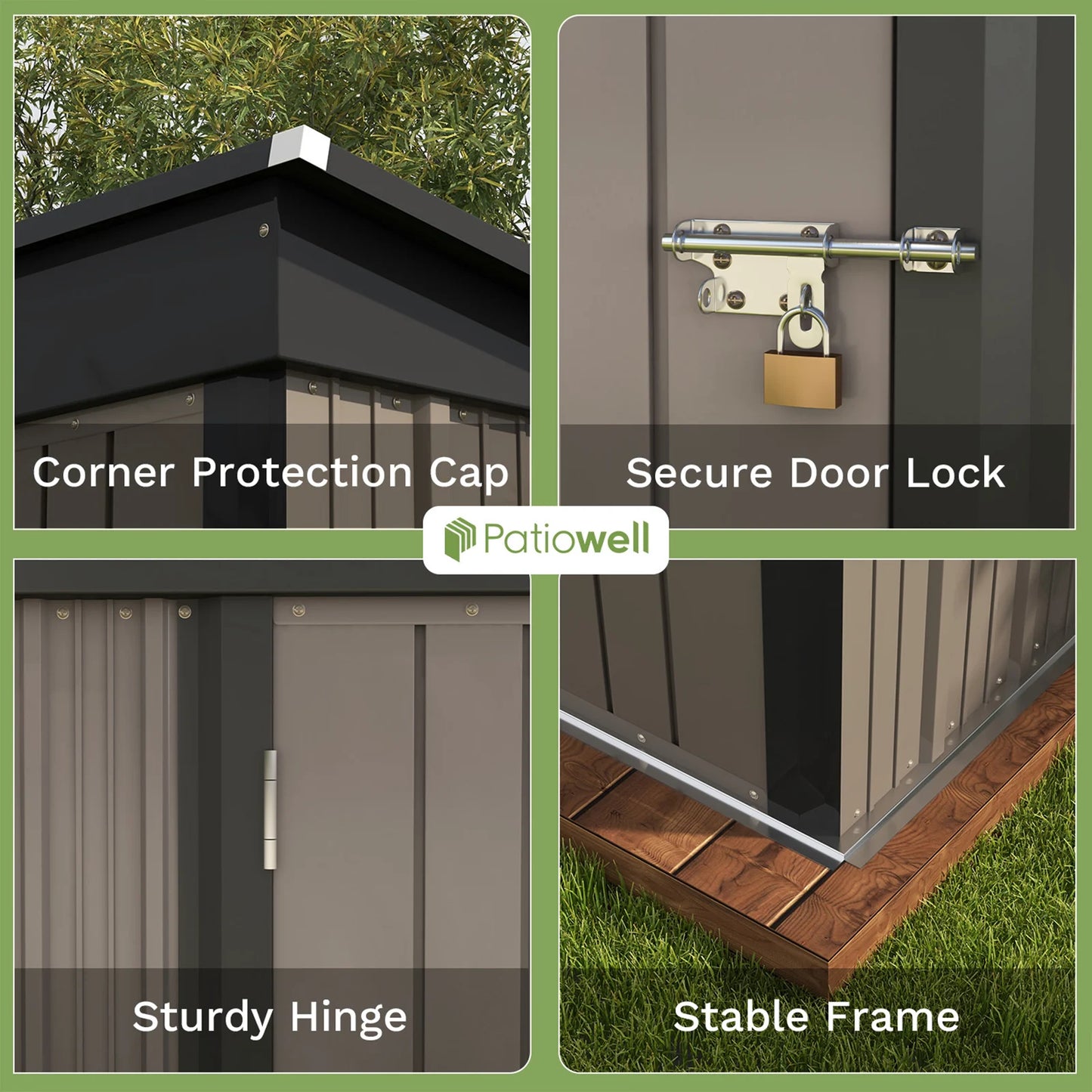 Patiowell 5x3 Ft Metal Outdoor Storage Shed Lockable Door