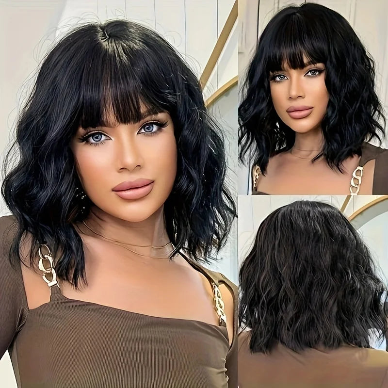 3X1 Middle Part Lace Wig Bob Wigs 200% Density Body Wave Wig With Bangs Brazilian Virgin Human Hair Short Bob Human Hair Wigs