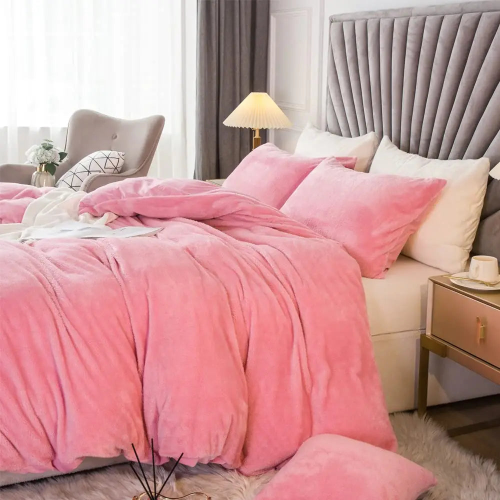 Two Three Piece Velvet Duvet Cover Set Ultra Soft Bedding