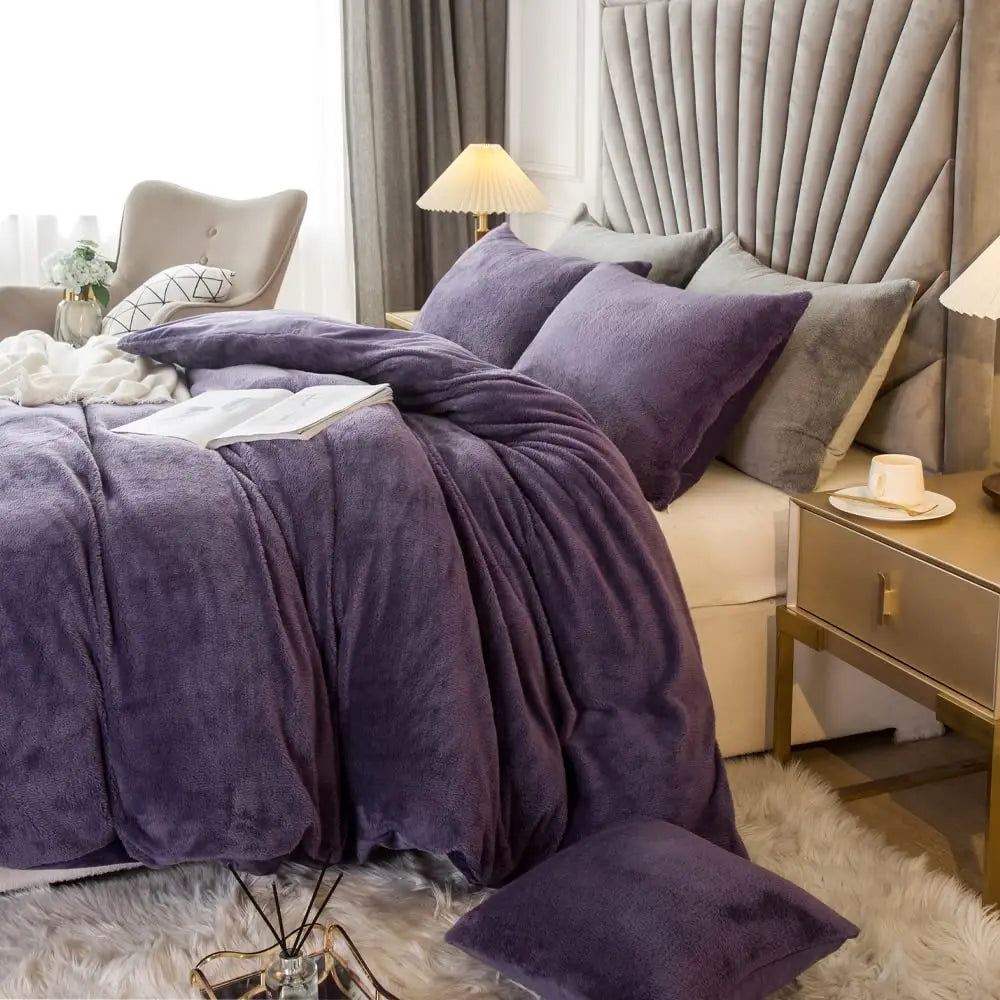 Two Three Piece Velvet Duvet Cover Set Ultra Soft Bedding