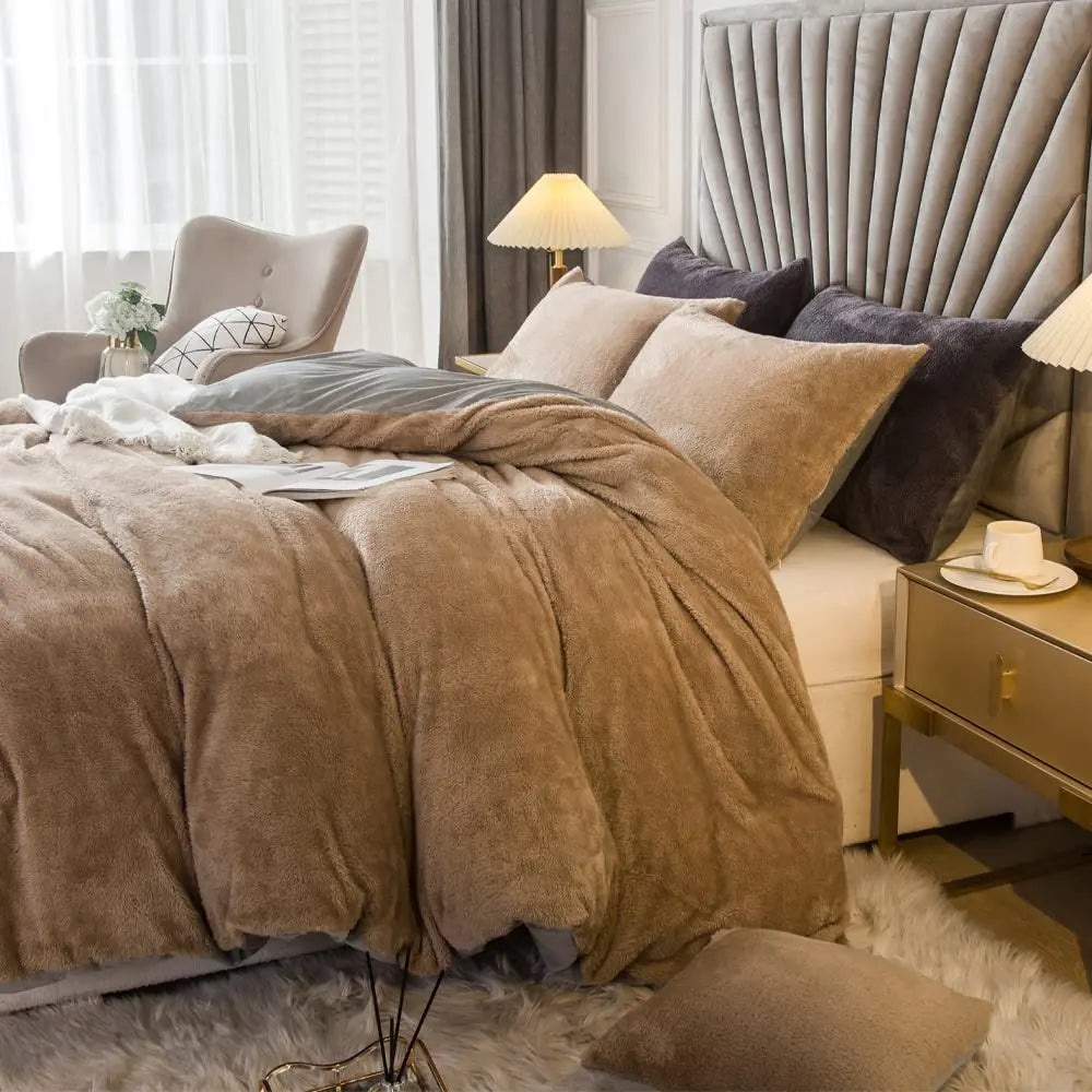 Two Three Piece Velvet Duvet Cover Set Ultra Soft Bedding