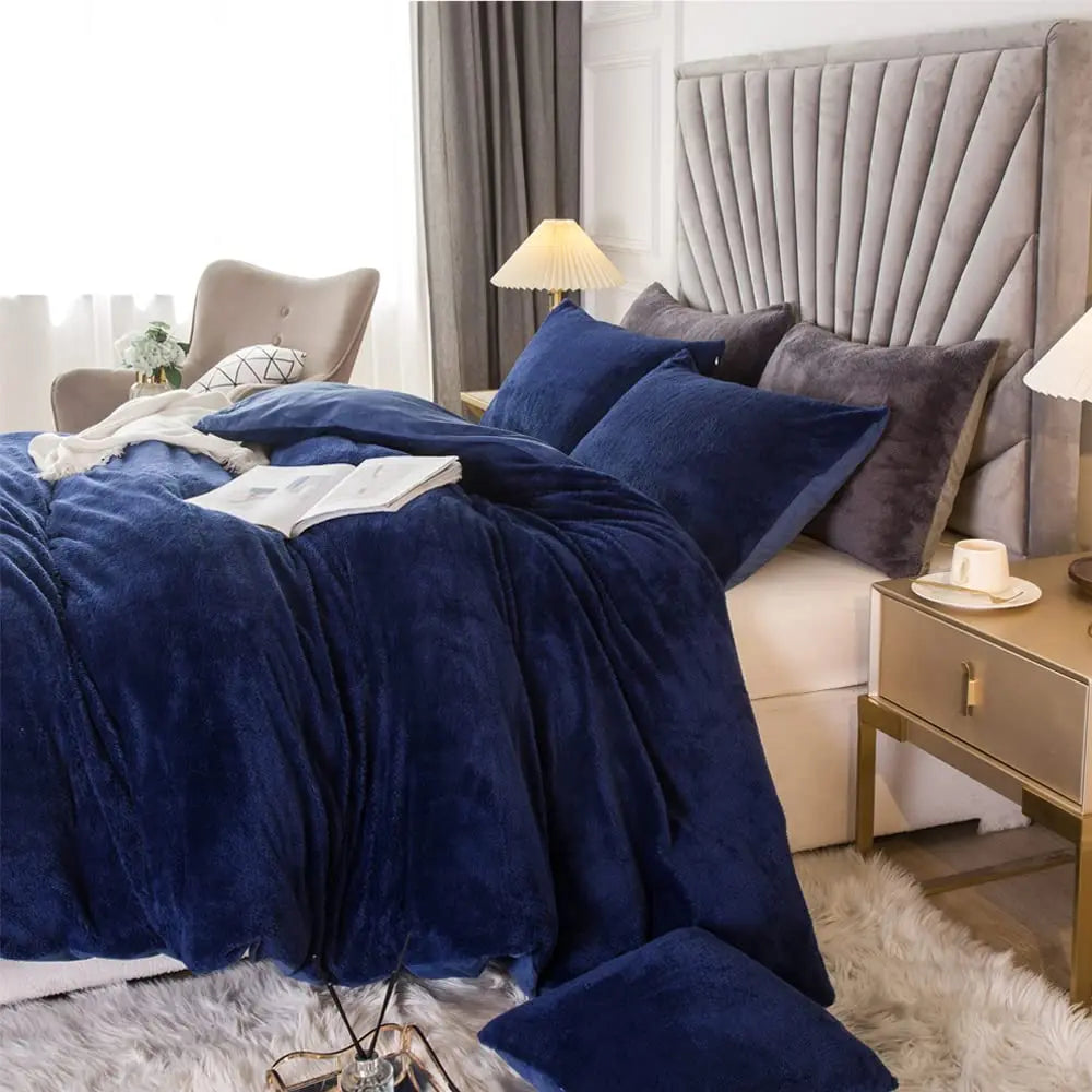 Two Three Piece Velvet Duvet Cover Set Ultra Soft Bedding