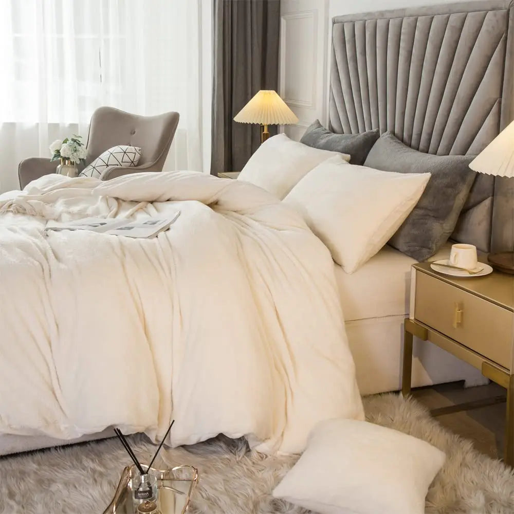 Two Three Piece Velvet Duvet Cover Set Ultra Soft Bedding