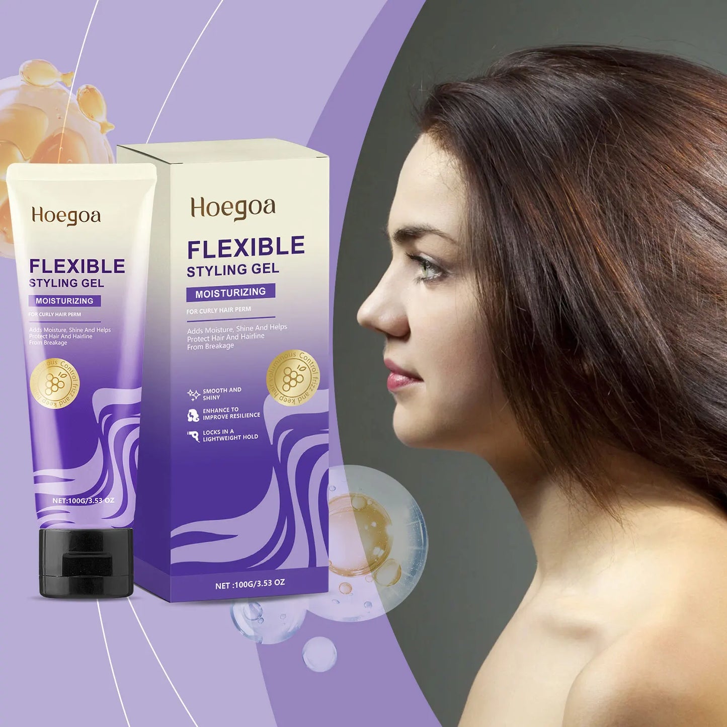 Curl Defining Gel Moisture Lock Enhance Shine Frizz Control Lightweight Refreshing Styling Bounce Gel Suitable For All Hair Type