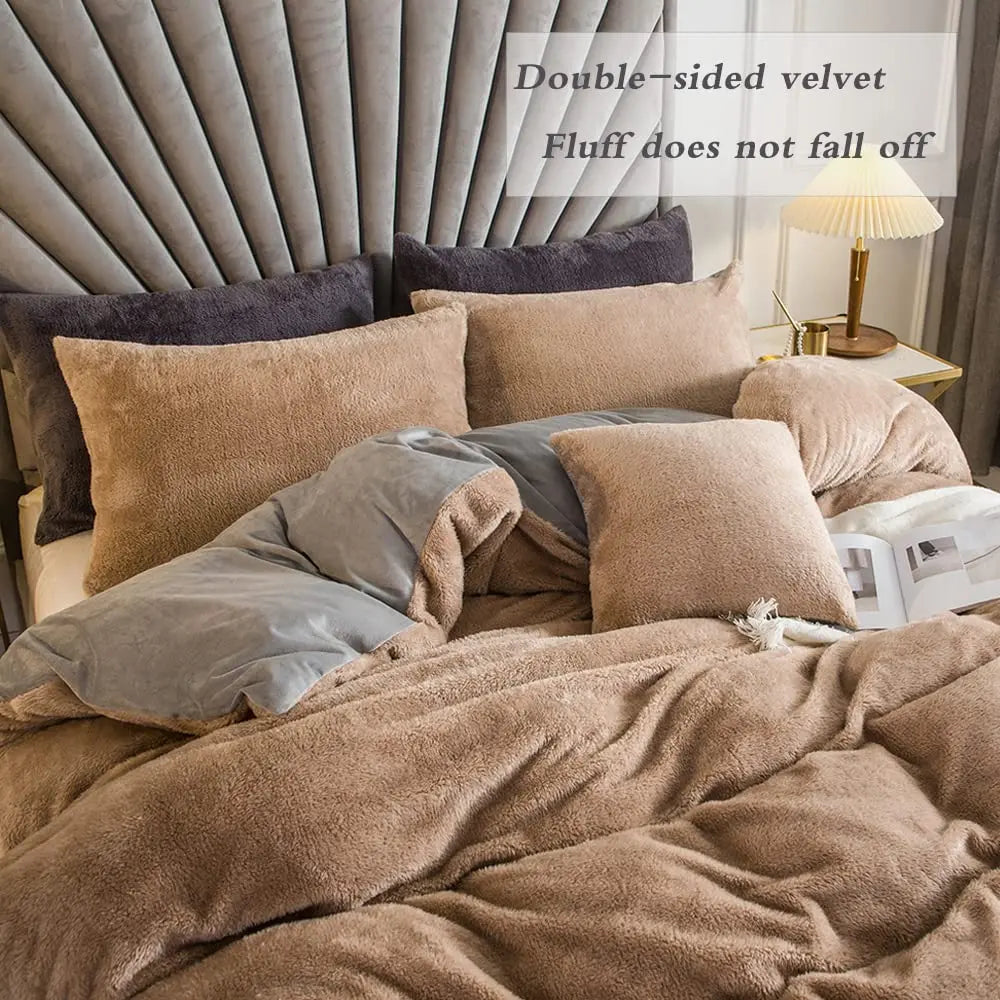Two Three Piece Velvet Duvet Cover Set Ultra Soft Bedding