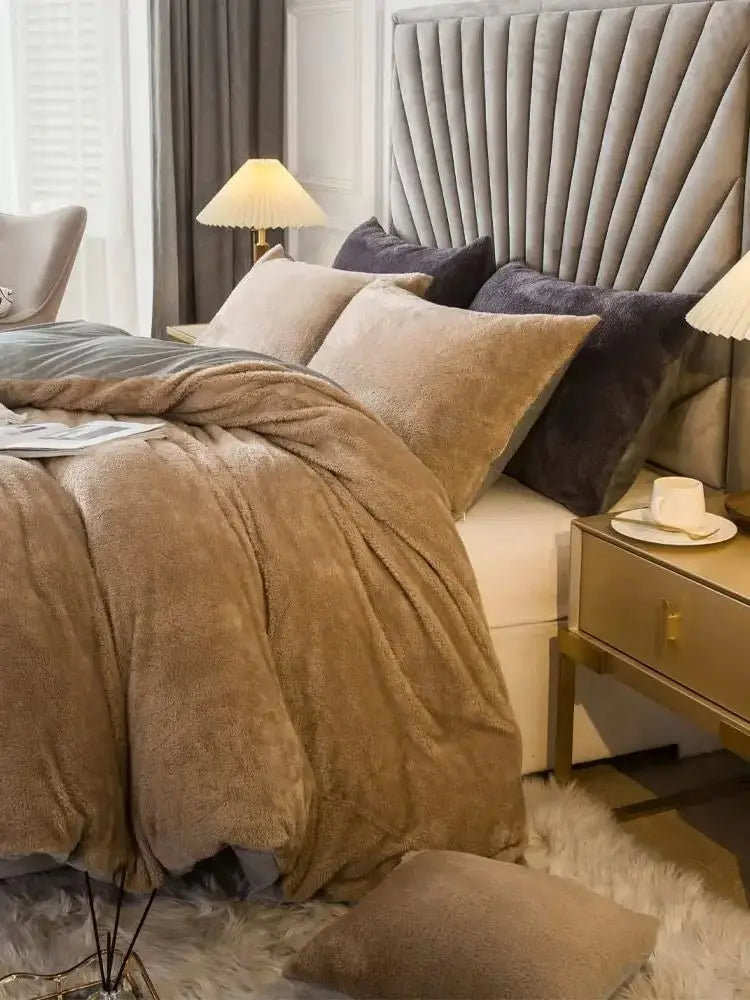 Two Three Piece Velvet Duvet Cover Set Ultra Soft Bedding