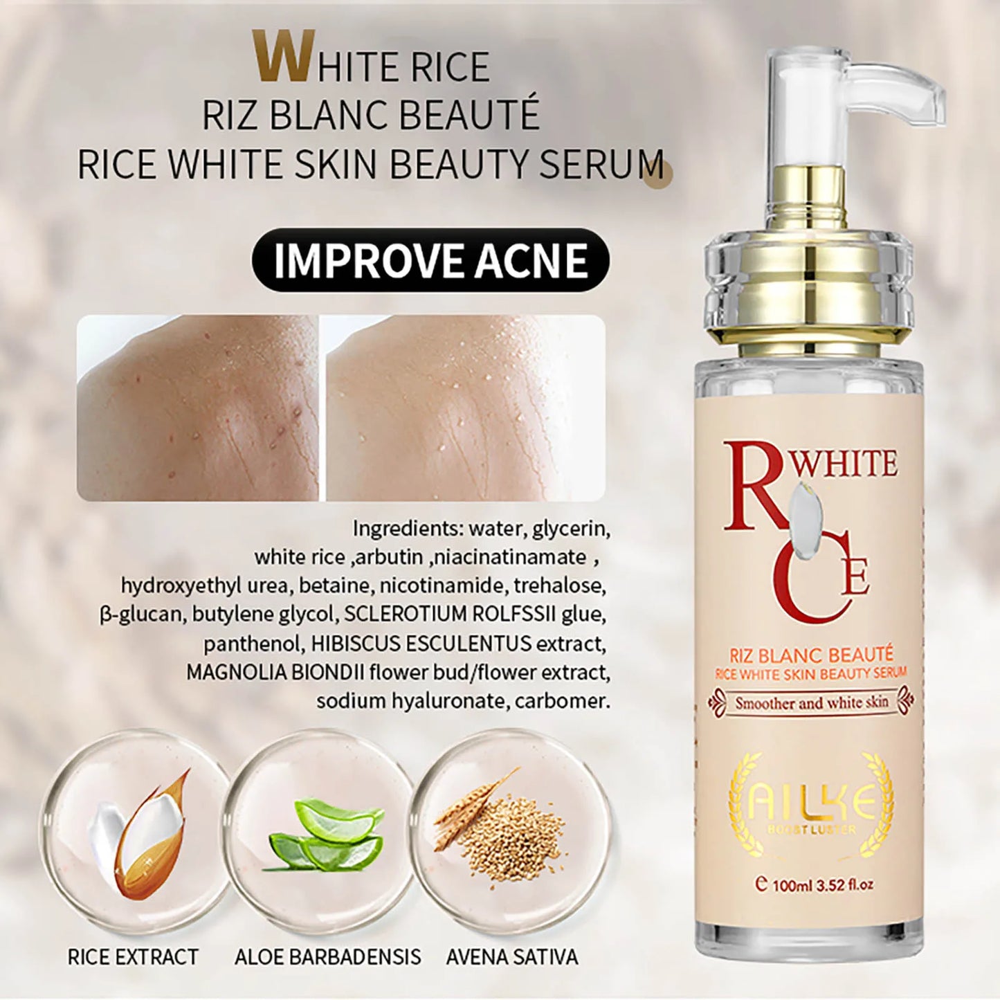 Ailke Face and Body Whitening Serum Hydration Moisturizing Dark Spots Remover Skin Glowing Wrinkle Treatment 100ML