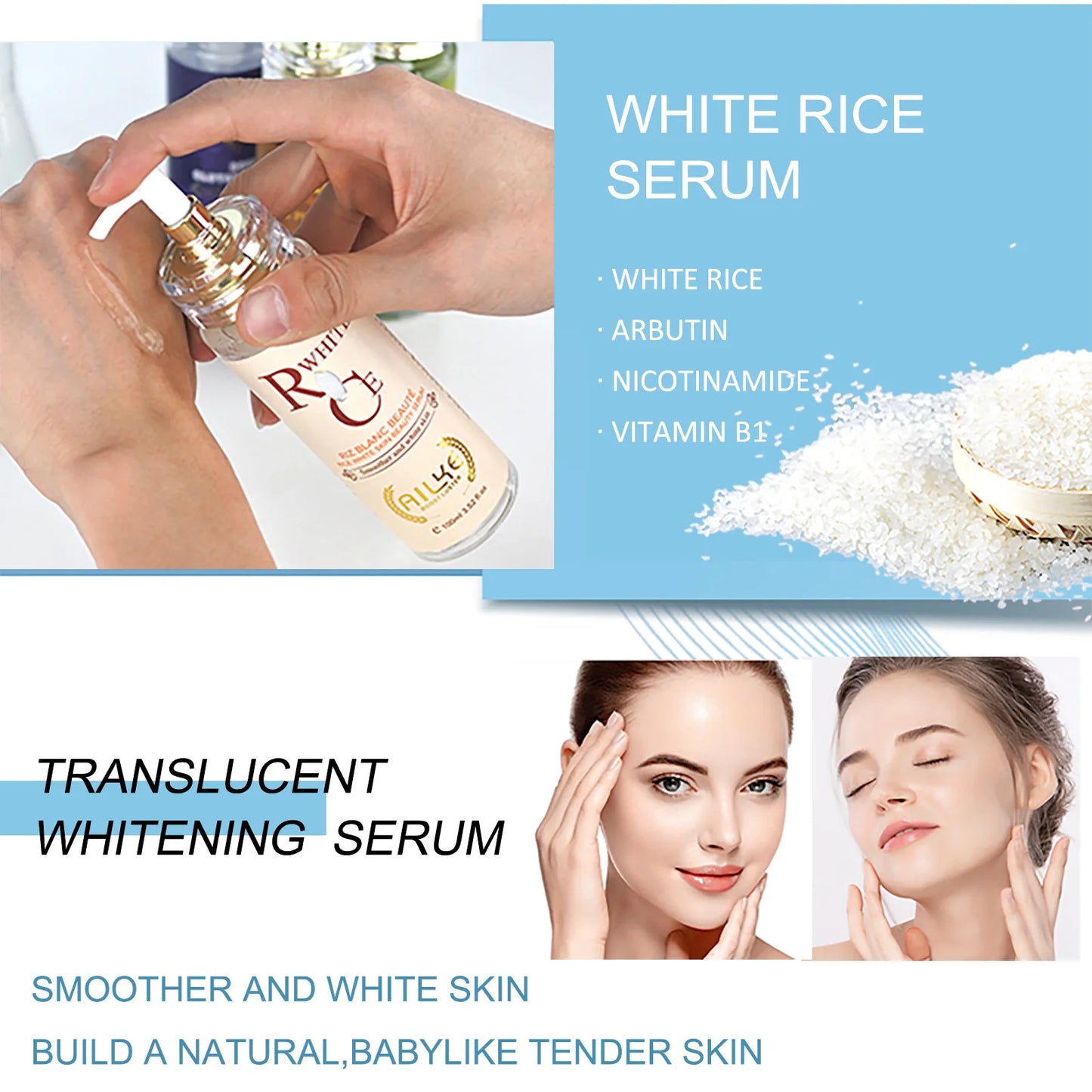 AILKE Multi Vitamin Whitening Body Lotion With Vitamins A E B3 B5 For Radiant Even Skin Tone Moisturizer Cream