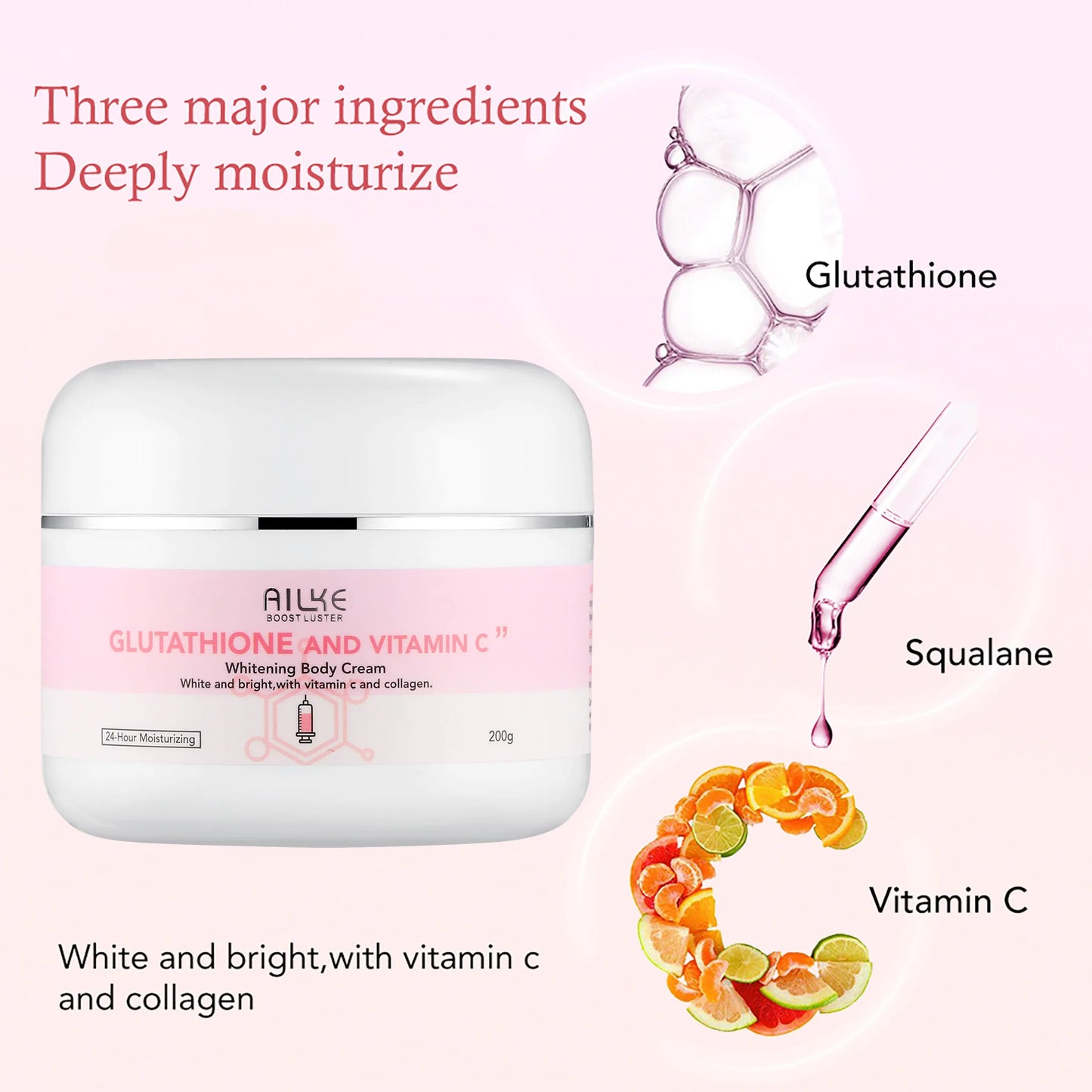 AILKE Whitening Skin Care Cream Lightening Lotion Remove Dark Spots with Glutathione and Shea Butter Moisturizing Body Cream