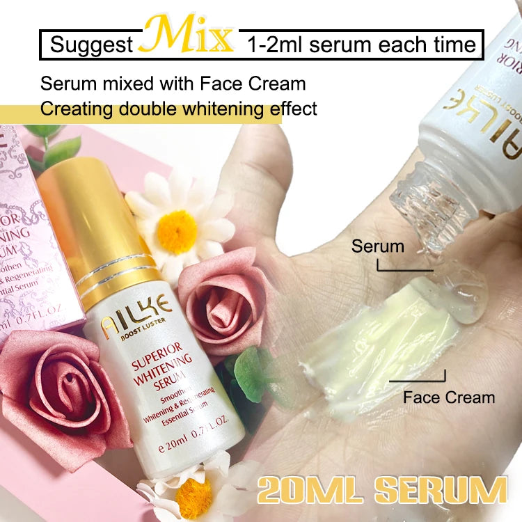 Ailke Whitening Day and Night Face Cream Deeply Cleans Skin Evens Skin Tone Removes Dark Spots Sun Spots and Wrinkles