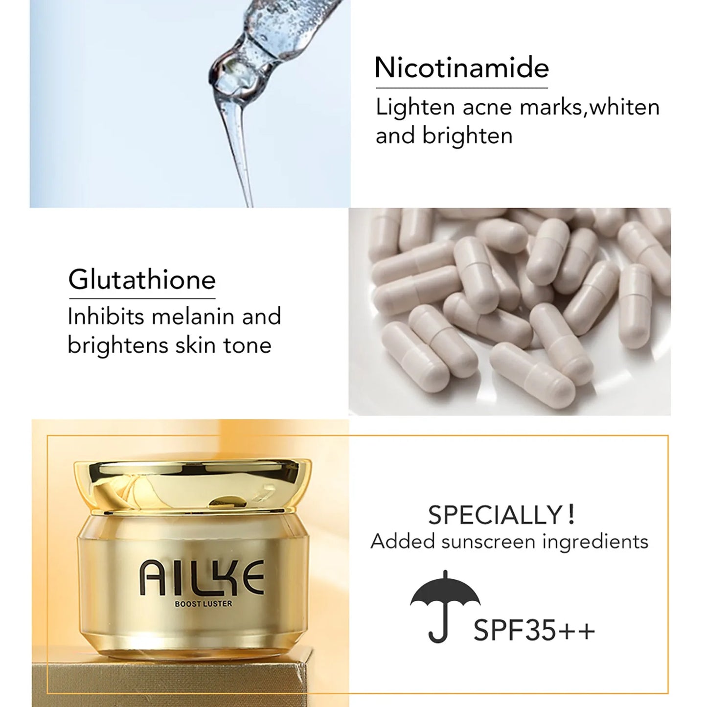 Ailke Whitening Day and Night Face Cream Deeply Cleans Skin Evens Skin Tone Removes Dark Spots Sun Spots and Wrinkles
