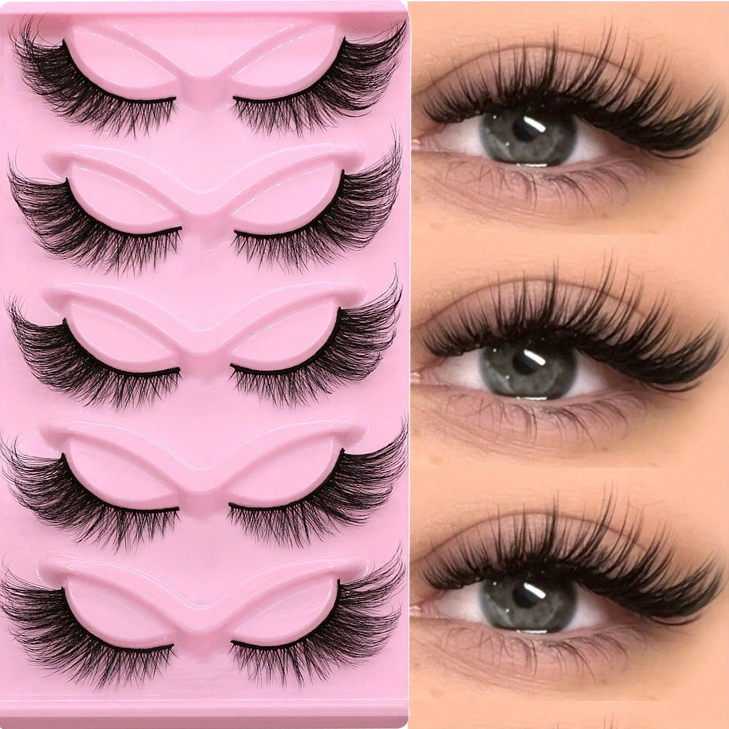 15 Pairs 3 Pack Cat Eye Lashes Long Wispy Strip Thick False Eyelashes